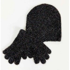 BP Hat and Gloves Knit Set in Fuzzy Black Multi Unicorn Sparkling Soft